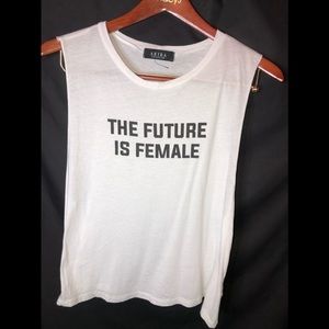 The future is female white tank top